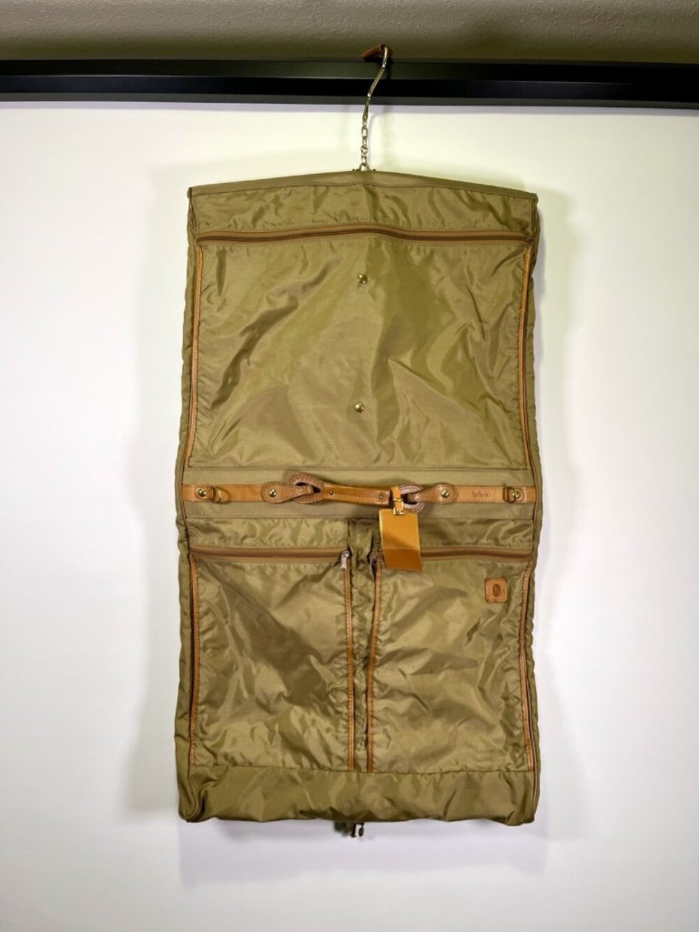 Vintage Hartmann Hanging Garment Bag Olive Ballistic Nylon Leather Suit Travel